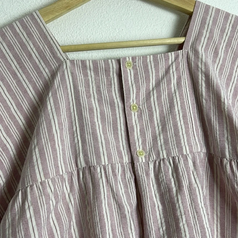 Zara smocked trapeze cut striped dress 11-12